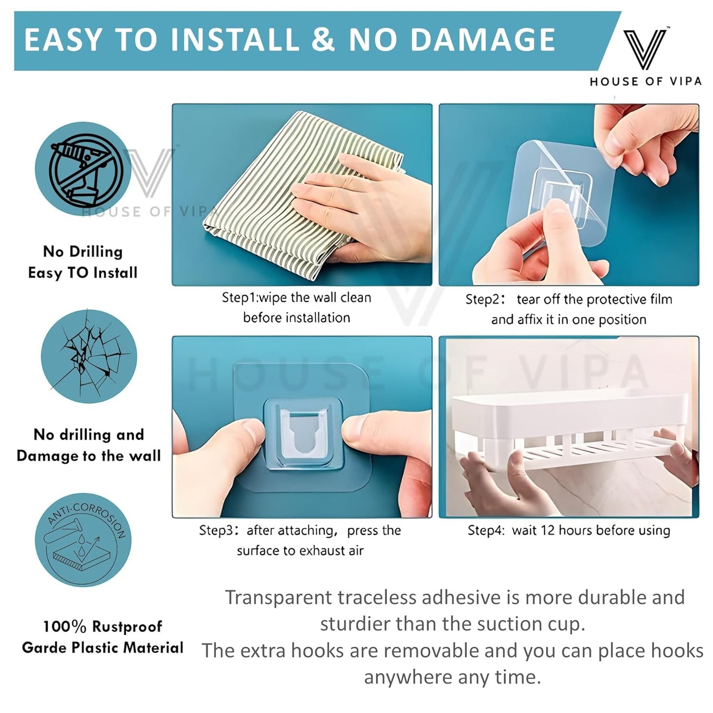 Stylish Self-Adhesive Bathroom Shelves™